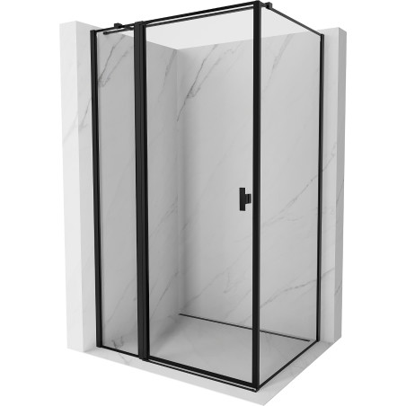 Mexen Mist T Cabina de duș batantă stânga 80 x 75 cm, ramă neagră, negru - 8A4T-080-075-70-70-L