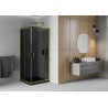 Mexen Rio cabina de duș pătrată 70 x 70 cm, grafit, auriu + cădiță Flat, neagră - 860-070-070-50-40-4070G