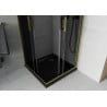 Mexen Rio cabină de duș pătrată 70 x 70 cm, grafit, auriu + vas colector Flat, negru - 860-070-070-50-40-4070G