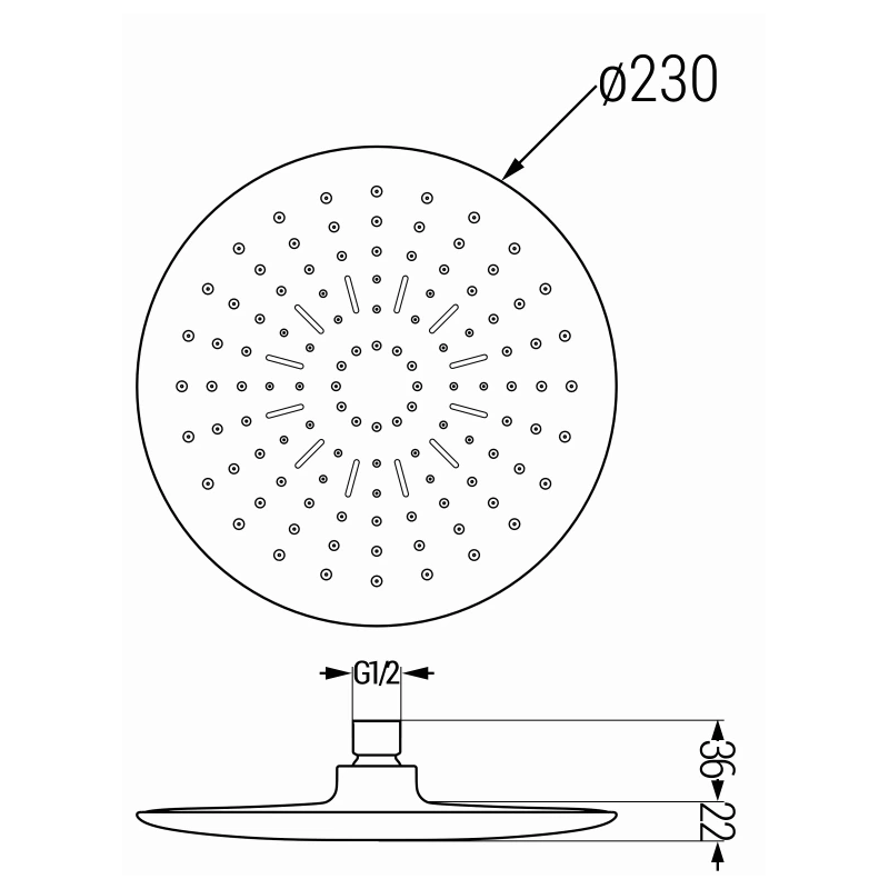 Mexen D-67 esőztető 22 cm, fekete - 79767-70