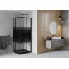 Mexen Rio cabină de duș pătrată 70 x 70 cm, Dungi, Neagră + cadă de duș Flat, Neagră - 860-070-070-70-20-4070B