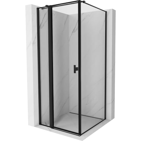 Mexen Mist T cabină de duș pivotantă stângă 85 x 85 cm, ramă neagră, neagră - 8A4T-085-085-70-70-L