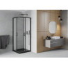 Mexen Rio cabina de duș pătrată 70 x 70 cm, înghețat, negru + cadă plată, negru - 860-070-070-70-30-4070B