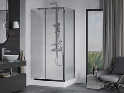 Mexen Apia cabina de duș culisantă 100 x 80 cm, transparentă, cromată + cadă de duș Rio - 840-100-080-01-00-4510