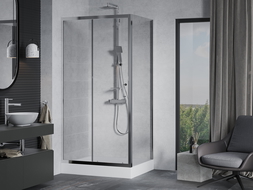Mexen Apia cabină de duș extensibilă 100 x 80 cm, transparent, Crom + cadă de duș Rio - 840-100-080-01-00-4510