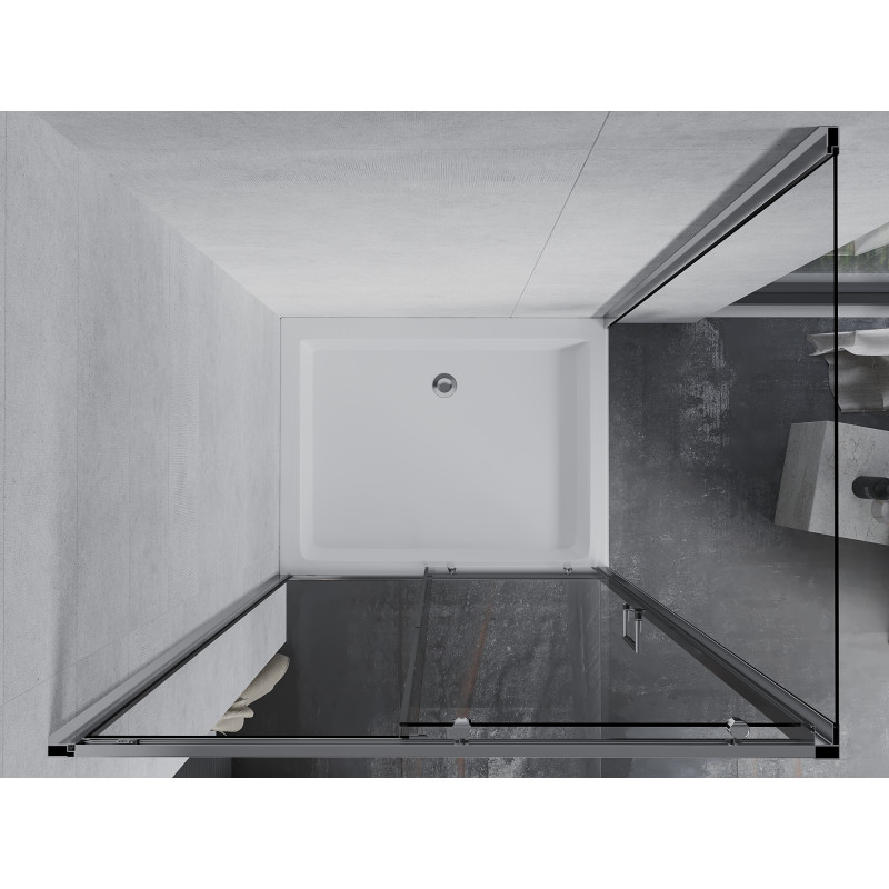 Mexen Apia cabina de duș glisantă 120 x 80 cm, transparentă, cromată + cadă de duș Rio - 840-120-080-01-00-4510