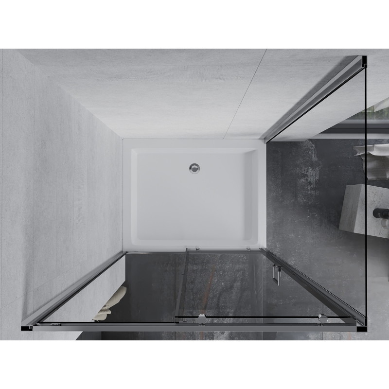 Mexen Apia 120 x 90 cm-es tolóajtós zuhanykabin, átlátszó, króm + Rio zuhanytálca - 840-120-090-01-00-4510