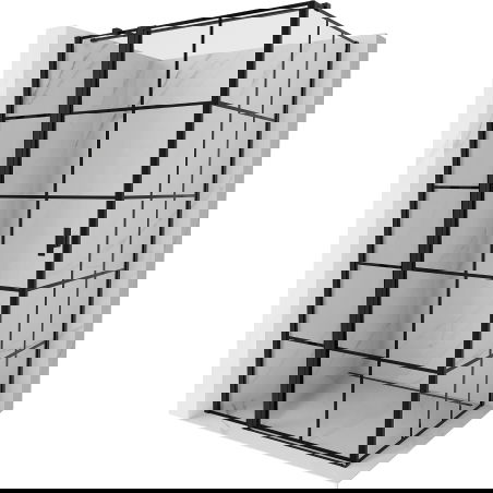 Mexen Mist T cabină de duș cu ușă batantă stânga 75 x 70 cm, grilaj negru, negru - 8A4T-075-070-70-77-L