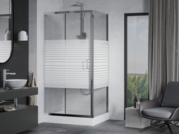 Cabina de duș glisantă Mexen Apia 120 x 80 cm, dungi, crom + cadă Rio - 840-120-080-01-20-4510