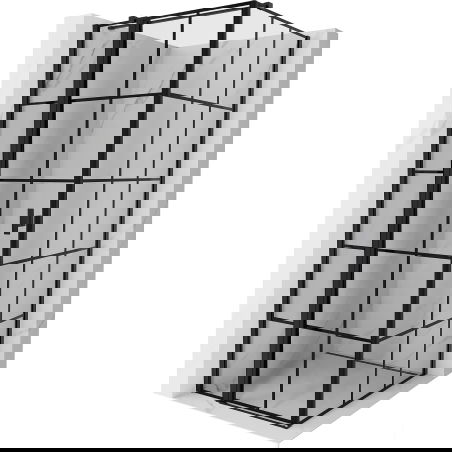 Mexen Mist T cabină de duș pivotantă stângă 80 x 80 cm, grilaj negru, negru - 8A4T-080-080-70-77-L