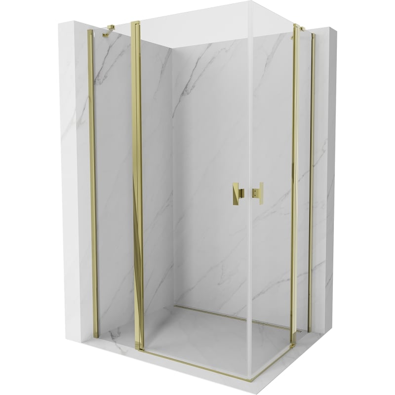 Mexen Mist Duo cabină de duș rabatabilă 80 x 70 cm, transparent, auriu - 8A4-080-070-50-00