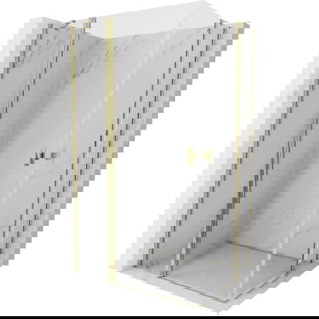 Mexen Mist Duo cabină de duș pivotantă 95 x 70 cm, transparent, auriu - 8A4-095-070-50-00