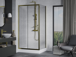 Mexen Apia cabină de duș extensibilă 100 x 80 cm, transparent, Aurie + cadă de duș Rio - 840-100-080-50-00-4510