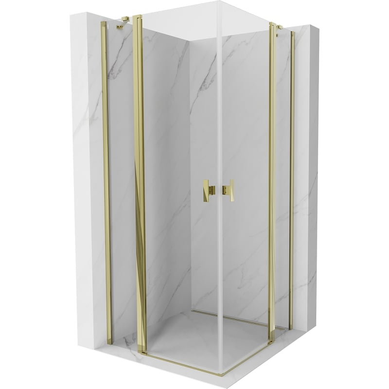 Mexen Mist Duo cabină de duș pivotantă 85 x 85 cm, transparentă, aurie - 8A4-085-085-50-00