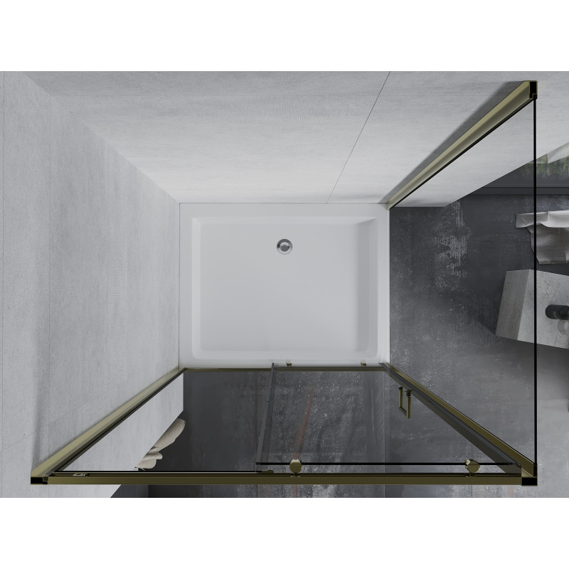 Mexen Apia szétcsúsztatható zuhanykabin 120 x 90 cm, átlátszó, arany + Rio zuhanytálca - 840-120-090-50-00-4510
