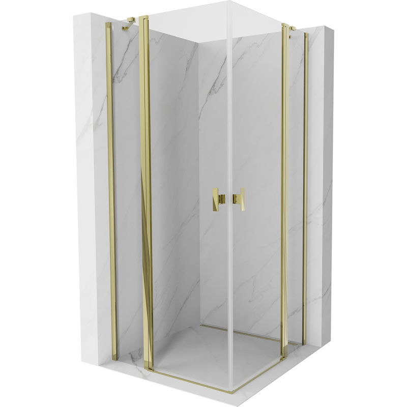Mexen Mist Duo cabină de duș cu ușă pivotantă 95 x 95 cm, transparent, auriu - 8A4-095-095-50-00
