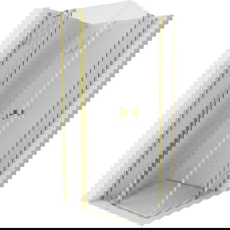 Mexen Mist Duo cabină de duș rabatabilă 120 x 120 cm, transparent, auriu - 8A4-120-120-50-00