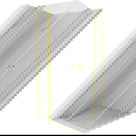 Mexen Mist Duo cabină de duș batantă 70 x 70 cm, transparent, auriu șlefuit - 8A4-070-070-55-00
