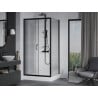Mexen Apia cabină de duș extensibilă 100 x 80 cm, transparent, Neagră + cadă de duș Rio - 840-100-080-70-00-4510