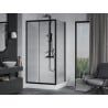 Mexen Apia cabină de duș extensibilă 100 x 80 cm, transparent, Neagră + cadă de duș Rio - 840-100-080-70-00-4510