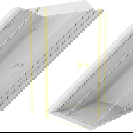 Cabină de duș Mexen Mist Duo pivotantă 100 x 85 cm, transparent, auriu periat - 8A4-100-085-55-00