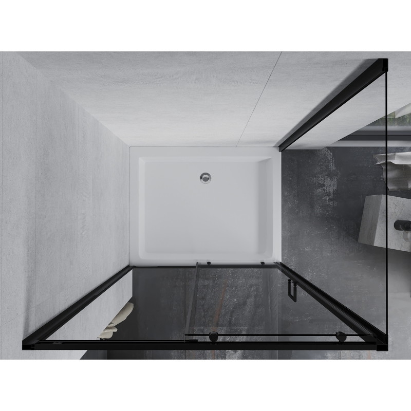 Mexen Apia cabină de duș culisantă 120 x 80 cm, transparentă, neagră + cădiță Rio - 840-120-080-70-00-4510