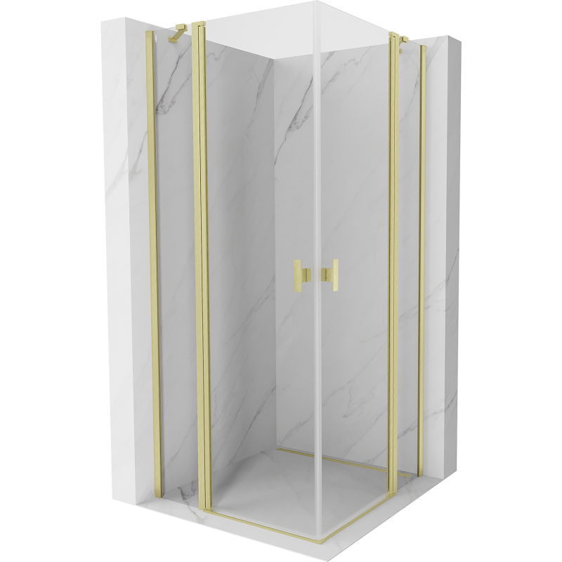 Mexen Mist Duo cabină de duș pivotantă 115 x 115 cm, transparentă, auriu periat - 8A4-115-115-55-00