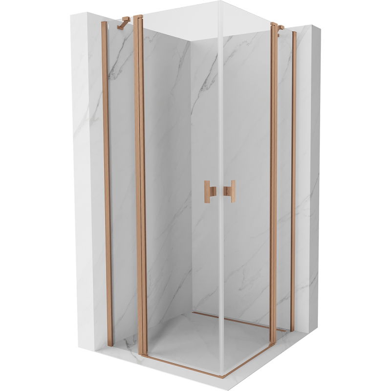 Mexen Mist Duo cabină de duș cu uși batante 70 x 70 cm, transparentă, cupru periat - 8A4-070-070-65-00