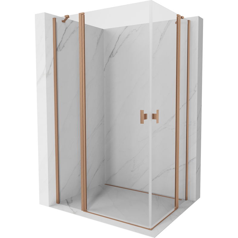 Mexen Mist Duo cabină de duș cu deschidere 85 x 70 cm, transparentă, cupru periat - 8A4-085-070-65-00
