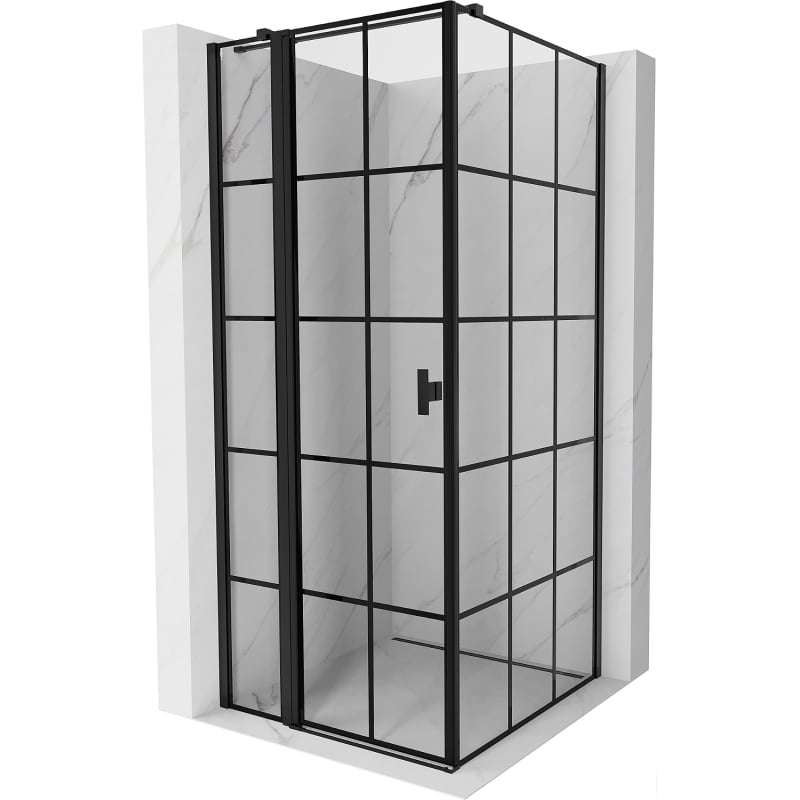Mexen Mist T cabină de duș rabatabilă stânga 110 x 110 cm, grilaj negru, negru - 8A4T-110-110-70-77-L