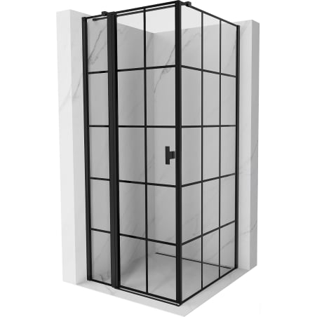 Mexen Mist T cabină de duș rabatabilă stânga 110 x 110 cm, grilaj negru, negru - 8A4T-110-110-70-77-L