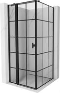 Mexen Mist T cabină de duș rabatabilă stânga 120 x 120 cm, grilaj negru, negru - 8A4T-120-120-70-77-L