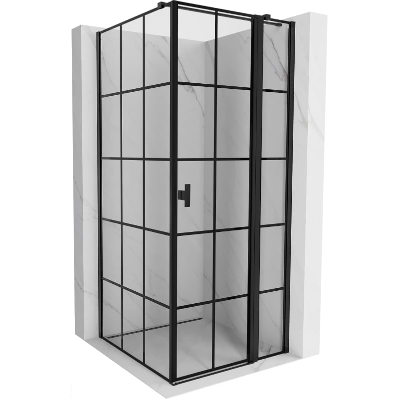 Mexen Mist T cabină de duș batantă dreapta 70 x 70 cm, grilaj negru, negru - 8A4T-070-070-70-77-P