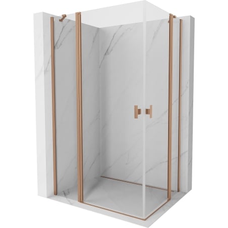 Cabină de duș cu uși batante Mexen Mist Duo 110 x 100 cm, transparent, cupru periat - 8A4-110-100-65-00