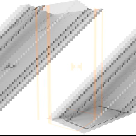 Mexen Mist Duo cabină de duș articulată 115 x 115 cm, transparent, cupru periat - 8A4-115-115-65-00