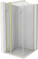Cabină de duș cu ușă batantă Mexen Mist T 90 x 90 cm, transparentă, auriu periat - 8A4T-090-090-55-00