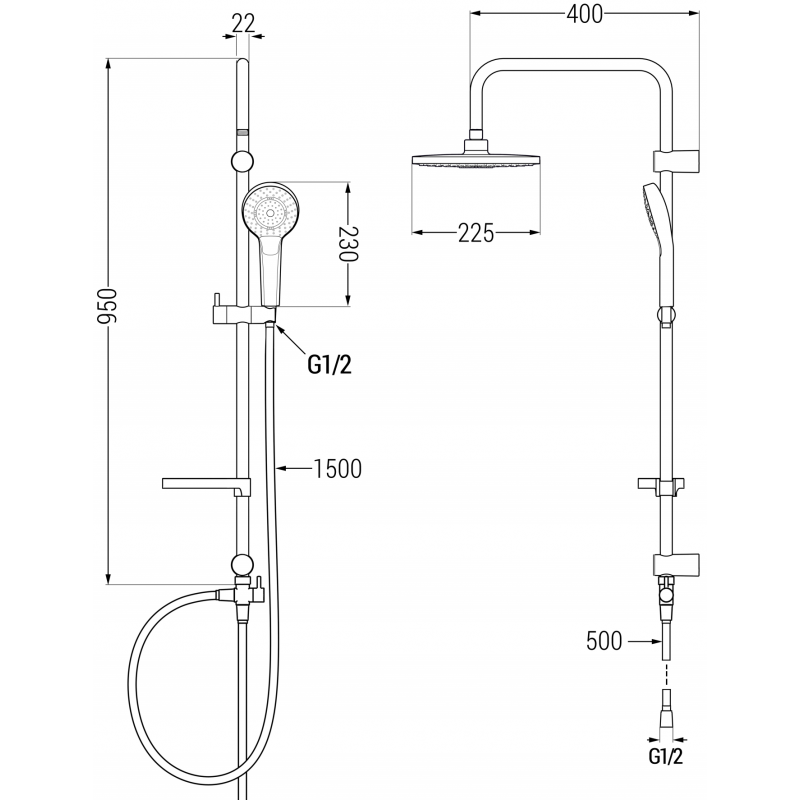 Mexen X05 zuhanyoszlop, króm/fehér - 798050591-00