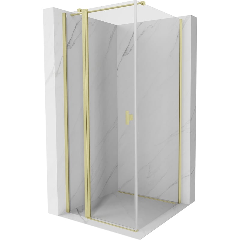 Mexen Mist T cabină de duș pivotantă 95 x 95 cm, transparentă, aurie periată - 8A4T-095-095-55-00