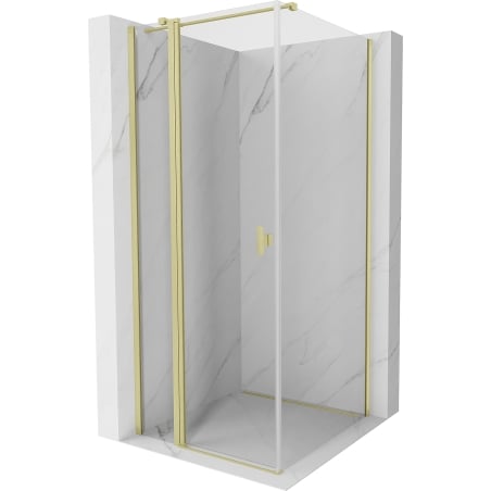 Mexen Mist T cabină de duș pivotantă 95 x 95 cm, transparentă, aurie periată - 8A4T-095-095-55-00