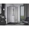 Mexen Apia cabină de duș extensibilă 120 x 80 cm, transparent, Crom + cadă de duș Flat, Neagră - 840-120-080-01-00-4070