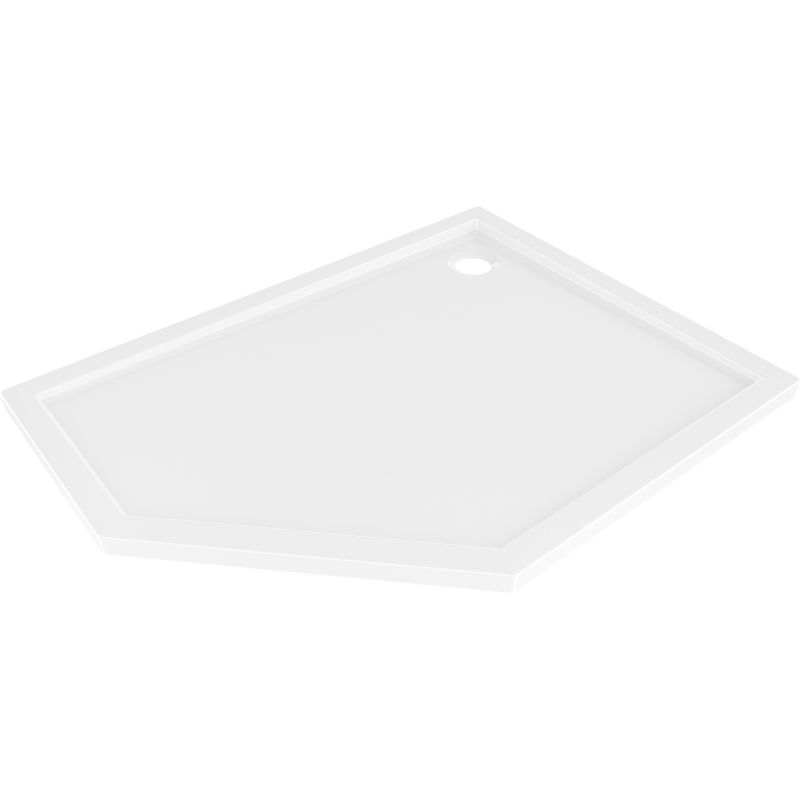 Mexen Flow brod dus de colț pentagonal slim dreapta 90 x 80 cm, alb lucios - 46P108090R