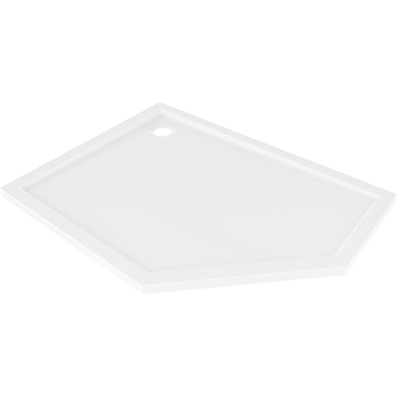 Mexen Flow cadă de duș pentagonală slim stânga 100 x 80 cm, alb lucios - 46P108010L