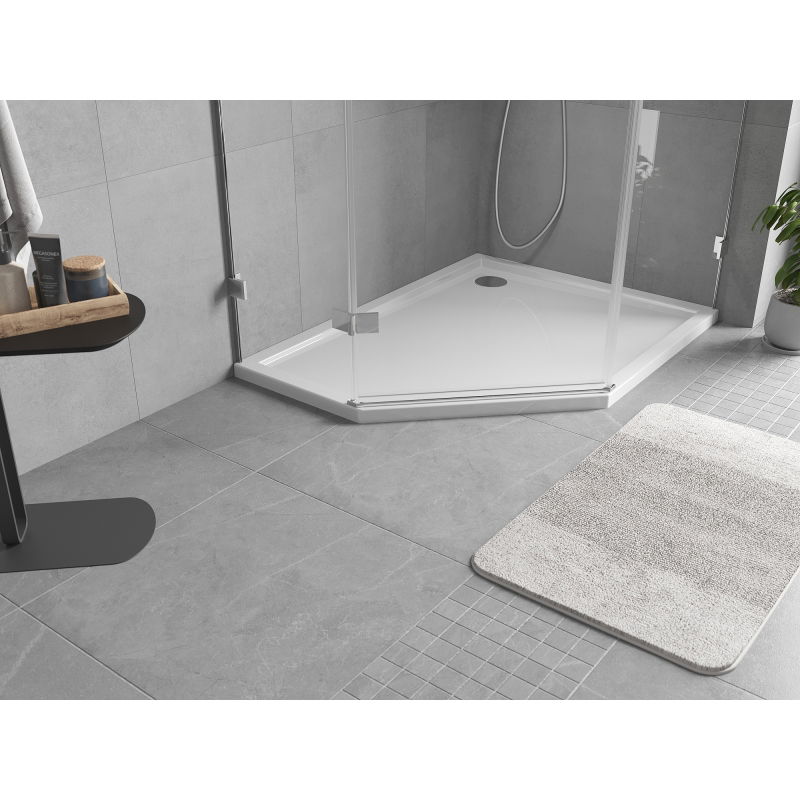 Mexen Flow cadă pentagonală slim dreapta 100 x 80 cm, alb lucios - 46P108010R
