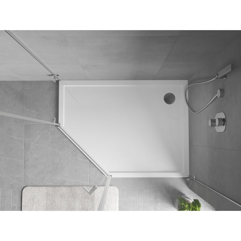 Mexen Flow cadă pentagonală slim dreapta 100 x 80 cm, alb lucios - 46P108010R