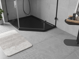 Mexen Flow brodzik pentagonal slim stânga 100 x 80 cm, negru mat - 46P708010L