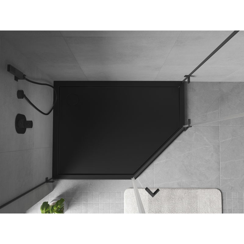 Mexen Flow lapos bal ötszögletű zuhanytálca 100 x 80 cm, fekete matt - 46P708010L