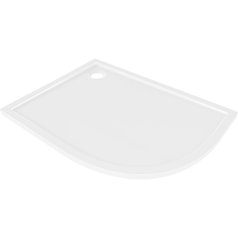 Mexen Flow cadă de duș semirotundă asimetrică slim stânga 90 x 80 cm, alb lucios - 46Q108090L