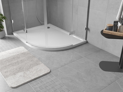 Mexen Flow cadă de duș semirotundă asimetrică slim stânga 90 x 80 cm, alb lucios - 46Q108090L