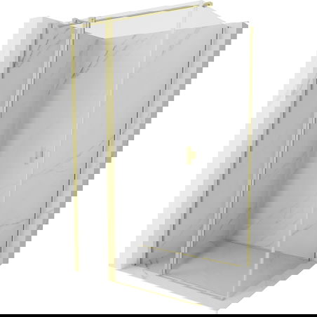 Mexen Mist T cabină de duș pivotantă 115 x 110 cm, transparentă, auriu periat - 8A4T-115-110-55-00