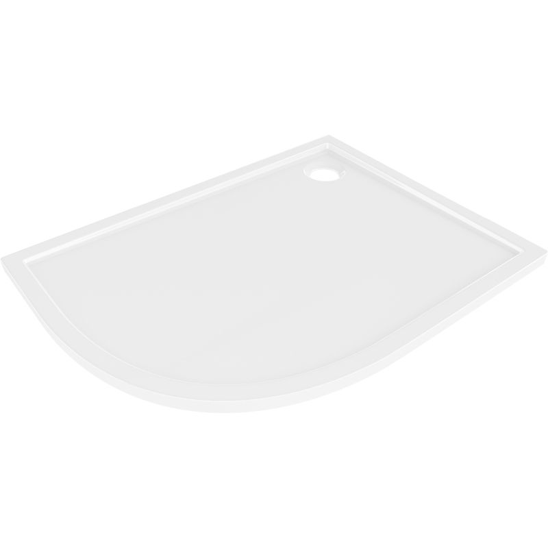 Mexen Flow cadă de duș semicirculară asimetrică slim dreaptă 90 x 80 cm, alb lucios - 46Q108090R